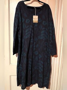 Gudrun Sjoden Navy Blue Floral Print Long-Sleeve Seaweed Dress